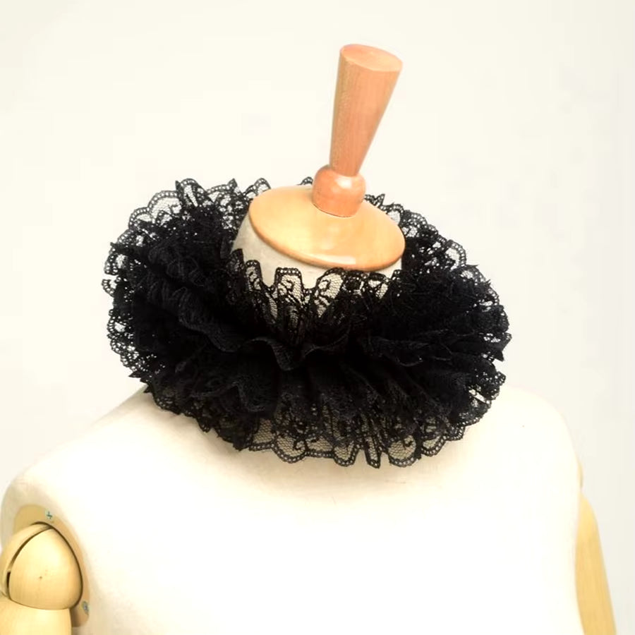 Victorian Collar Ruffle Neck Ruff Vintage Lace Clown Collar Tie Cosplay Accessories