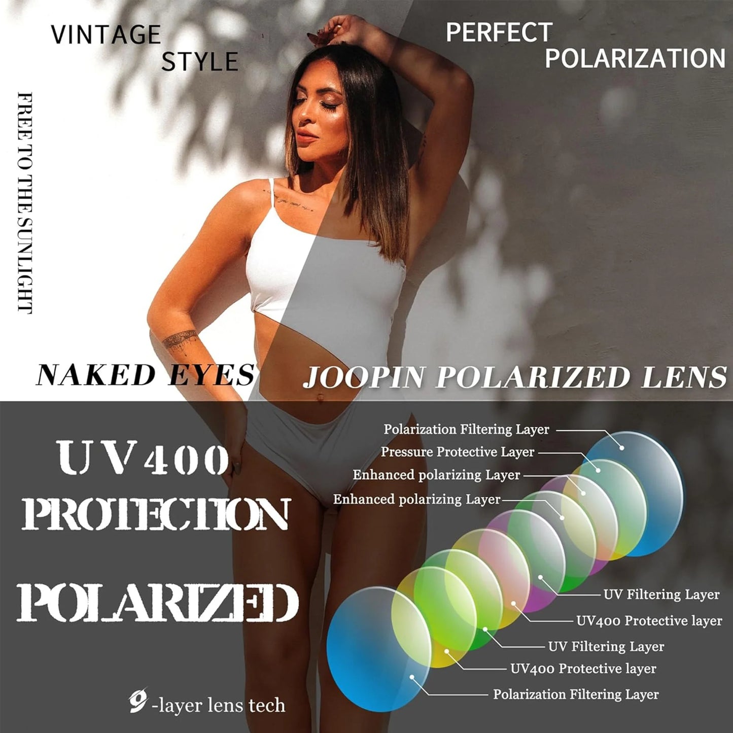 Oversized Polarized Sunglasses for Women, Ladies Vintage Thick Big Frame Sun Glasses Shades (Shiny White)