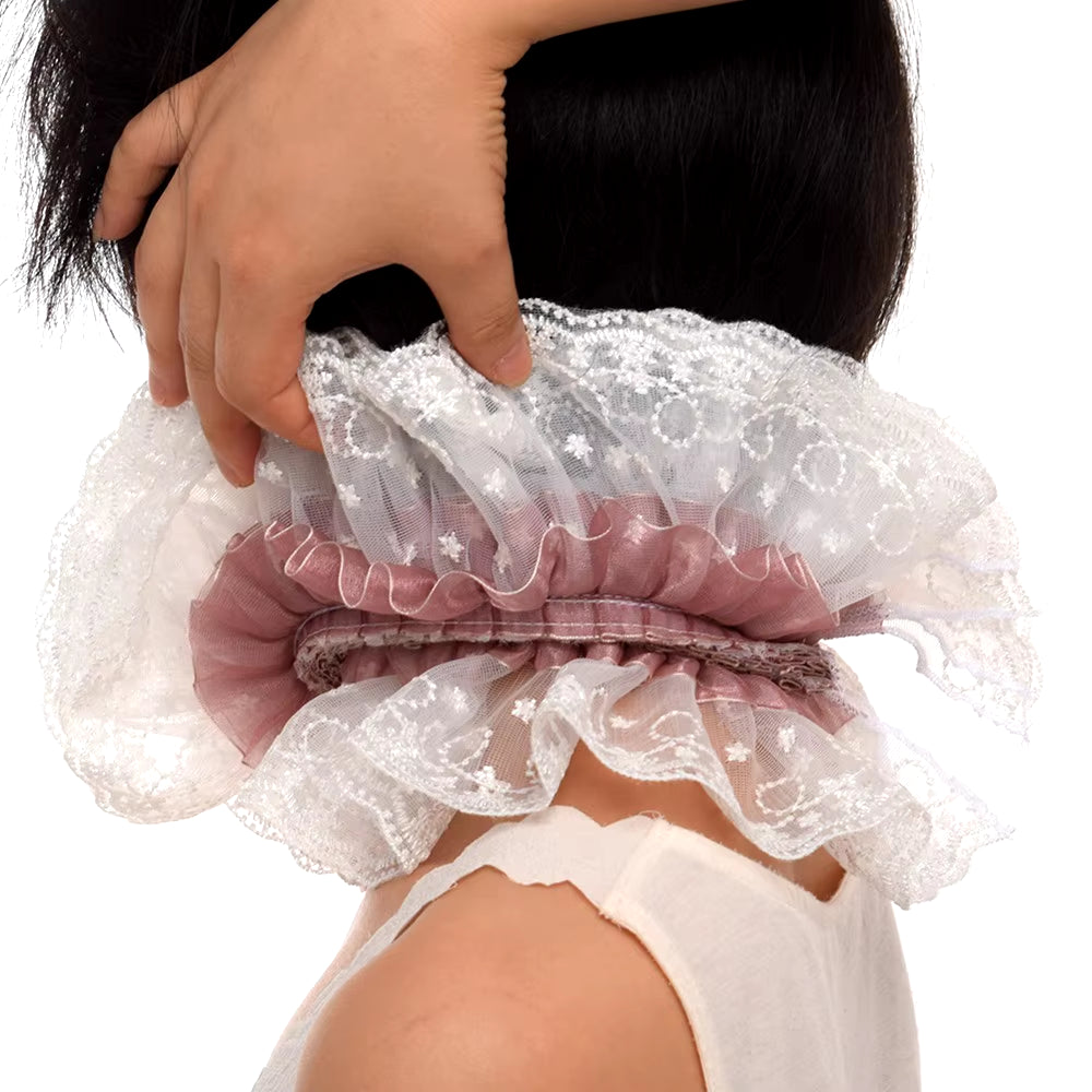 Victorian Collar Ruffle Neck Ruff Vintage Lace Clown Collar Tie Cosplay Accessories