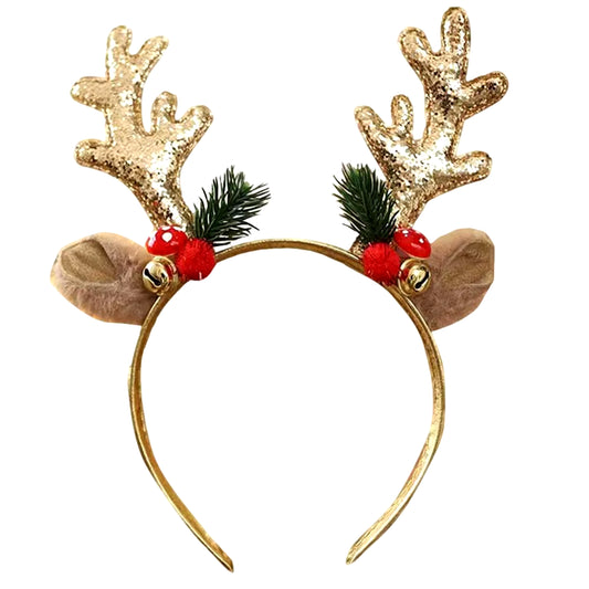 2023 Christmas Furry Animal Deer Horn Hair Hoop Plush Antler Headbands Cartoon Headpiece for Halloween Party Xmas Decoration