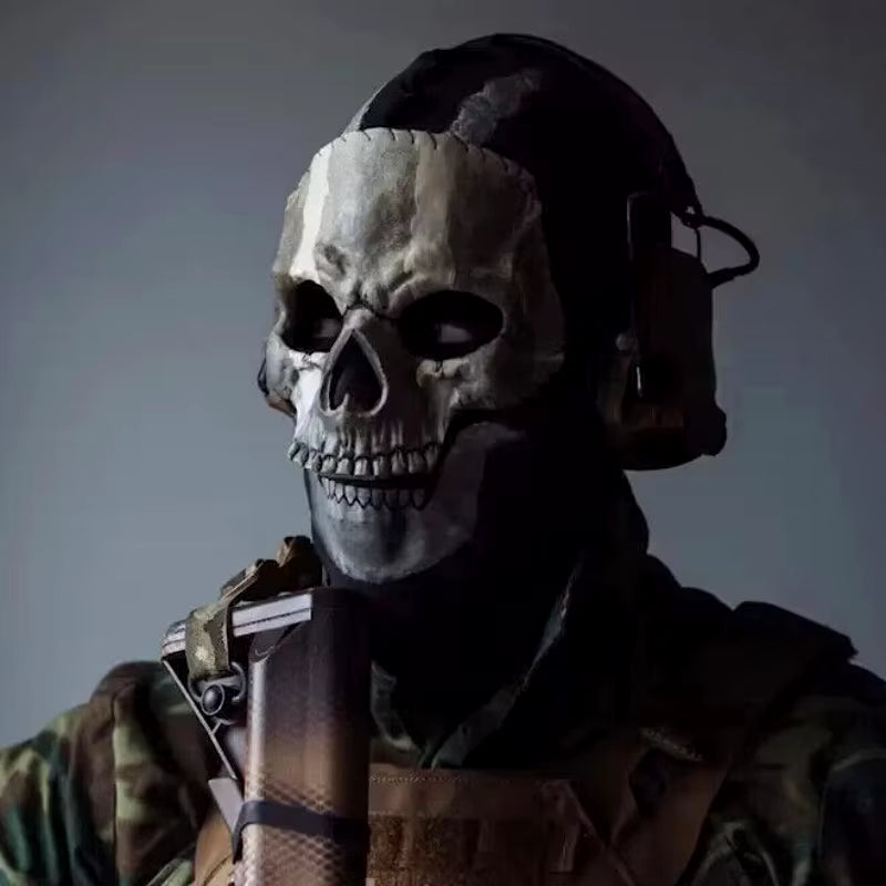 Ghost Skull Face Mask Halloween Perform Party Masquerade Prop Helmet Call of Duty Tactical Skull Cosplay Decorate Latex Headgear