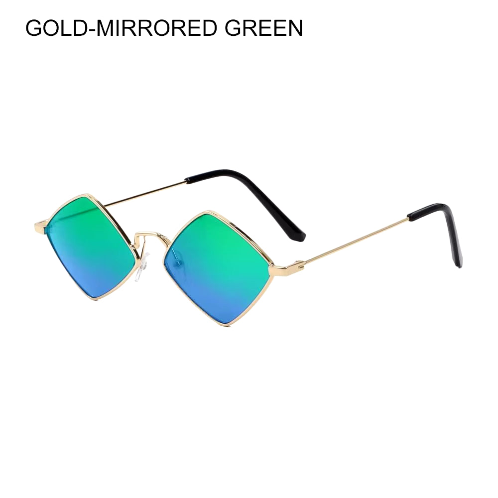 Hipster Polygon Women Sunglasses Irregular Vintage Small Frame Rhombus Ladies Sunglasses Shades Retro Alloy Eyewear Black