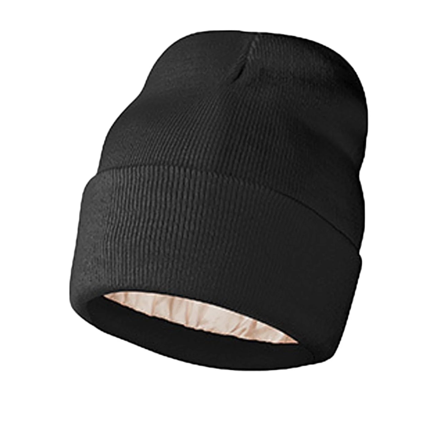 Beanie Hats, Beanie Hats for Men Women Winter Warm Knitted Silk Lined Cap Black