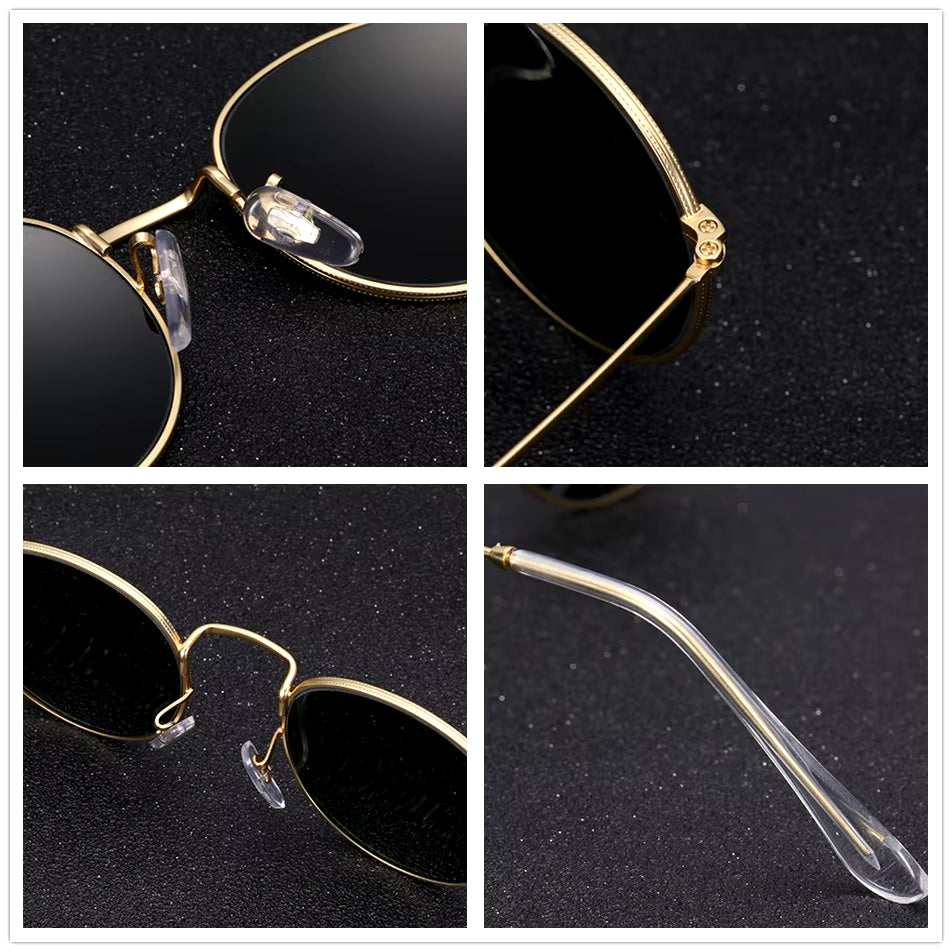 GLASS Lens UV 400 Small MEN WOMEN Sunglasses Gothic Steampunk Sunglasses Mens Womens Retro Small Vintage round Eyewear Shades