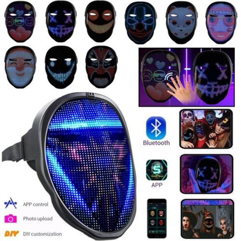 Face Transforming LED Mask with App Controlled - Programmable LED Halloween Mask