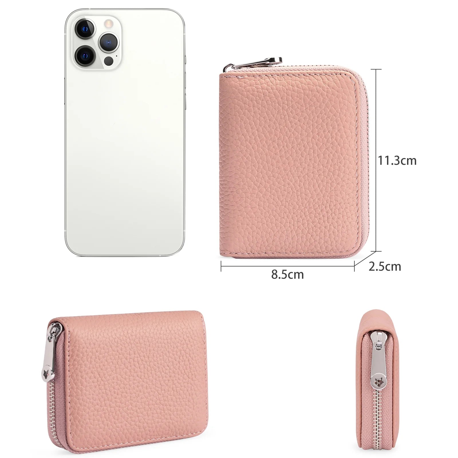 Small Wallet for Women, RFID Blocking Credit Card Holder Zipper Card Case Wallet