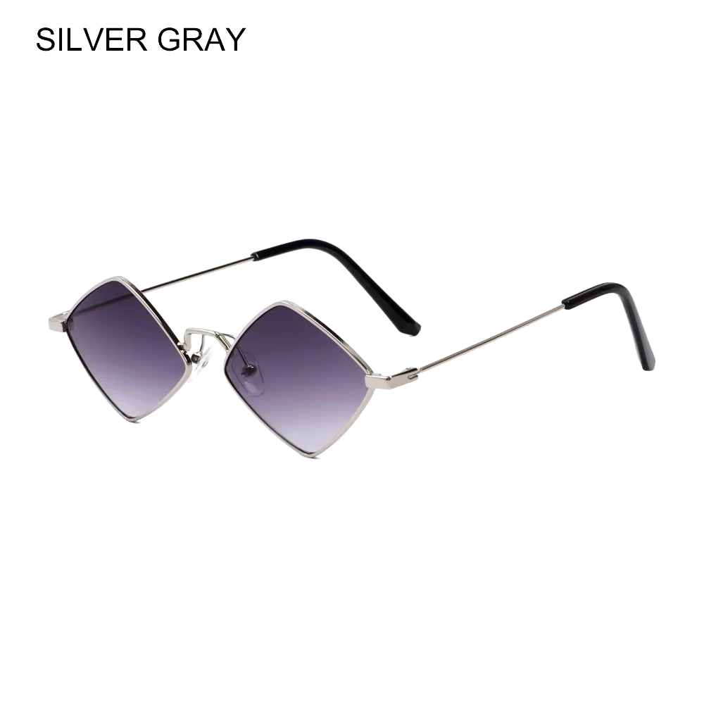 Hipster Polygon Women Sunglasses Irregular Vintage Small Frame Rhombus Ladies Sunglasses Shades Retro Alloy Eyewear Black