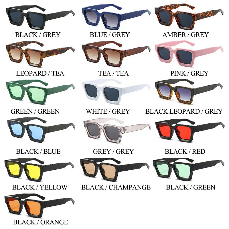 Ins Popular Women Square Sunglasses Retro Men Tinted Shades UV400