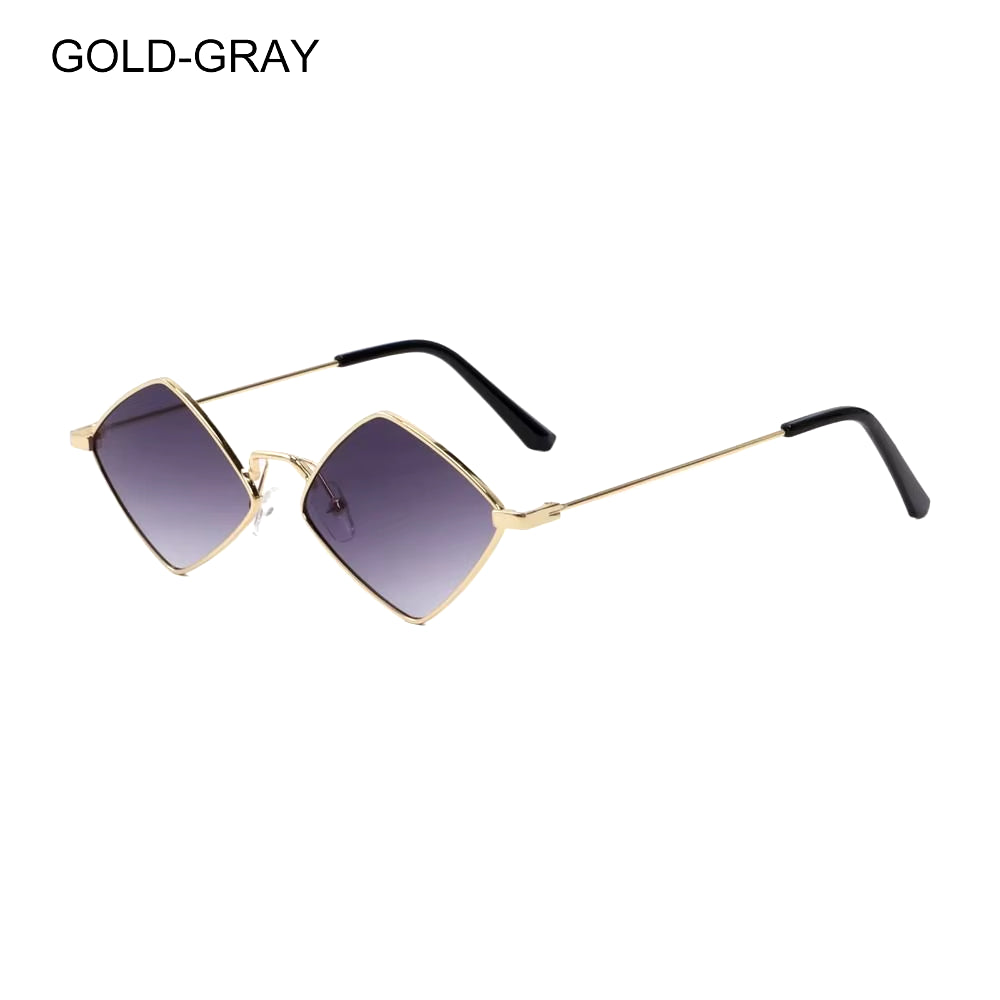 Hipster Polygon Women Sunglasses Irregular Vintage Small Frame Rhombus Ladies Sunglasses Shades Retro Alloy Eyewear Black