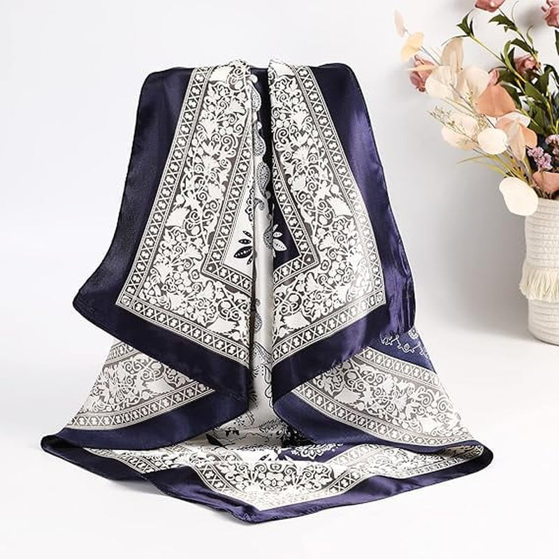 35” Large Square Satin Head Scarf - 3Pcs Women Satin Hair Scarves Silk Bandana Scarf Headscarf