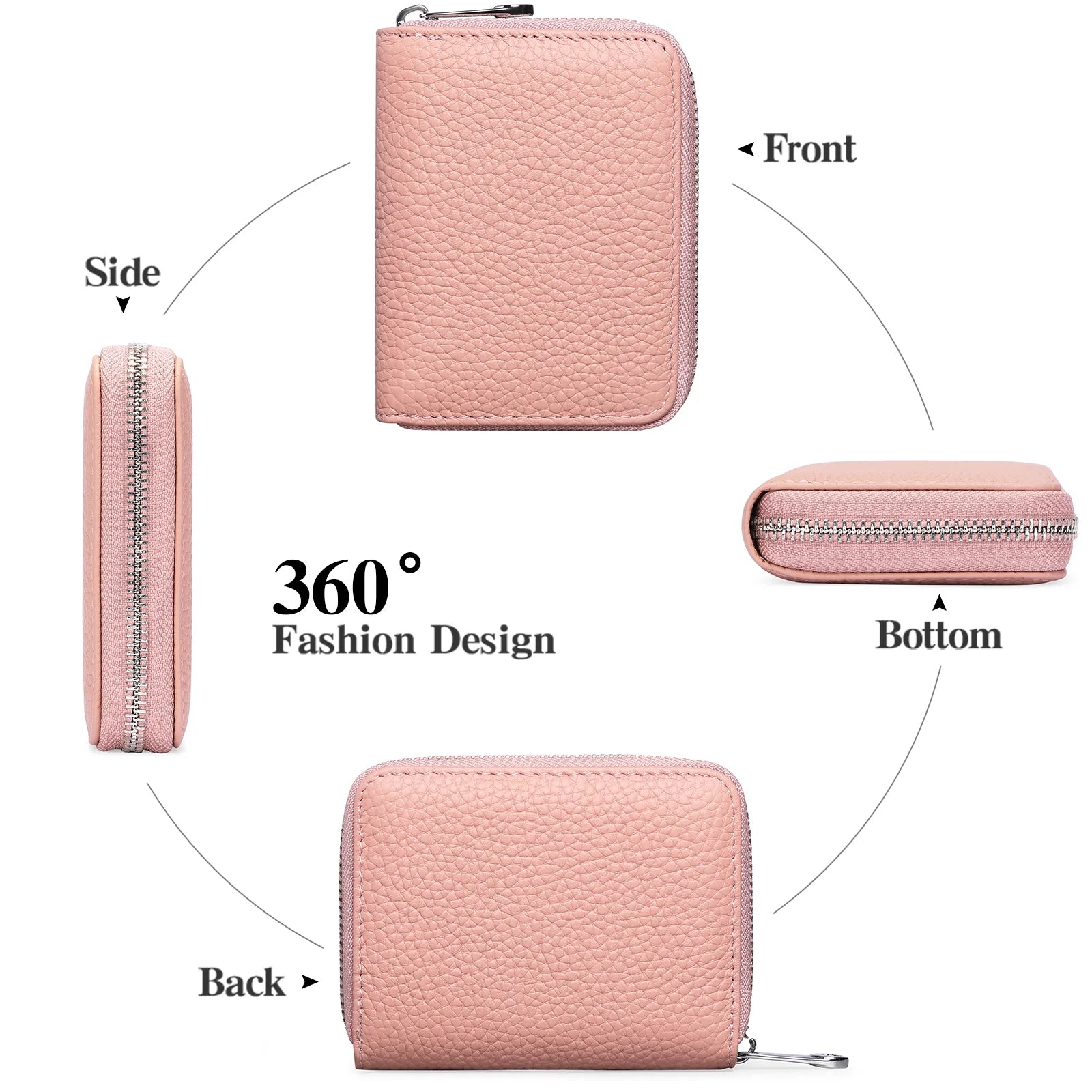 Small Wallet for Women, RFID Blocking Credit Card Holder Zipper Card Case Wallet