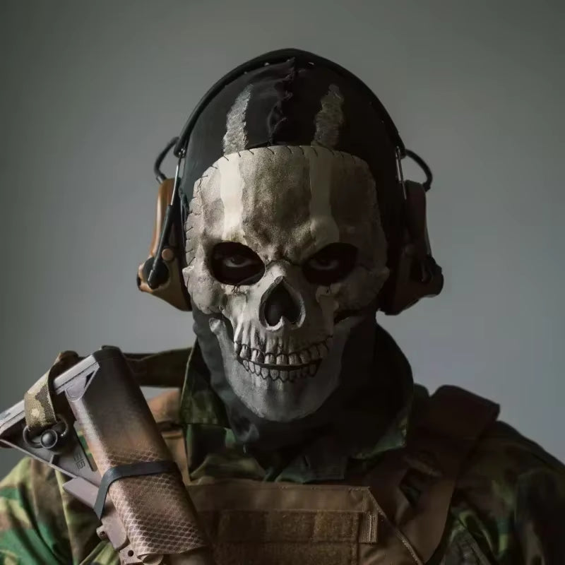 Ghost Skull Face Mask Halloween Perform Party Masquerade Prop Helmet Call of Duty Tactical Skull Cosplay Decorate Latex Headgear