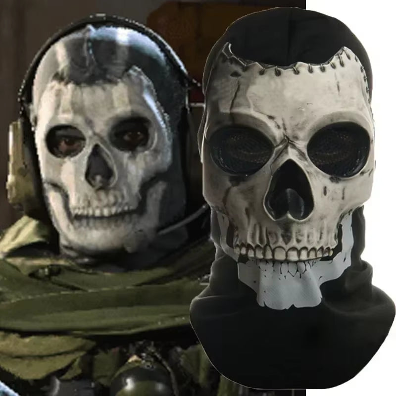 Ghost Skull Face Mask Halloween Perform Party Masquerade Prop Helmet Call of Duty Tactical Skull Cosplay Decorate Latex Headgear