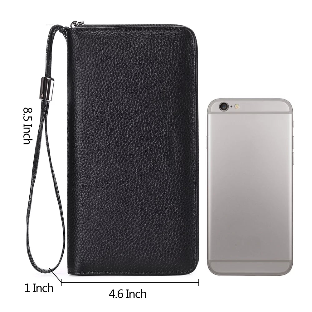 Women Leather Wallets RFID Blocking Zip around Credit Card Holder Phone Clutch