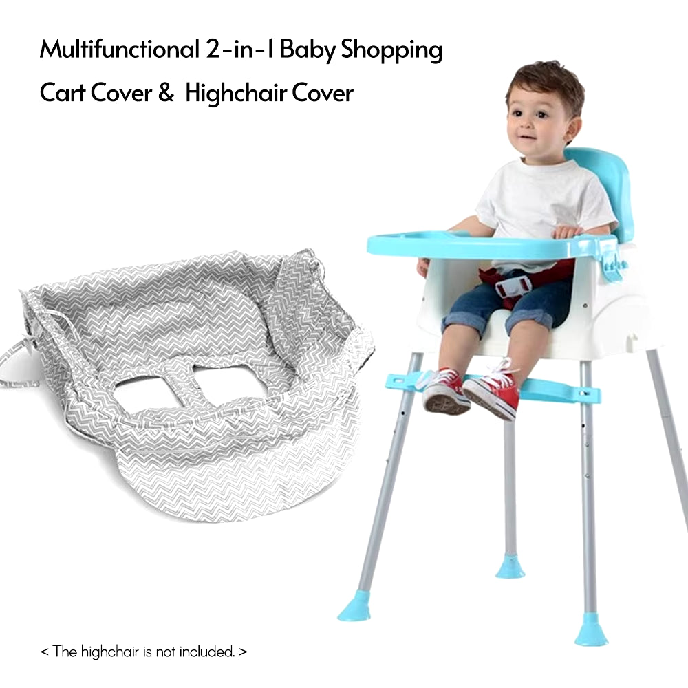 Multifunctional 2-In-1 Baby Shopping Cart Cover Children Highchair Cover with Thickened Soft Cushion Transparent Phone Holder