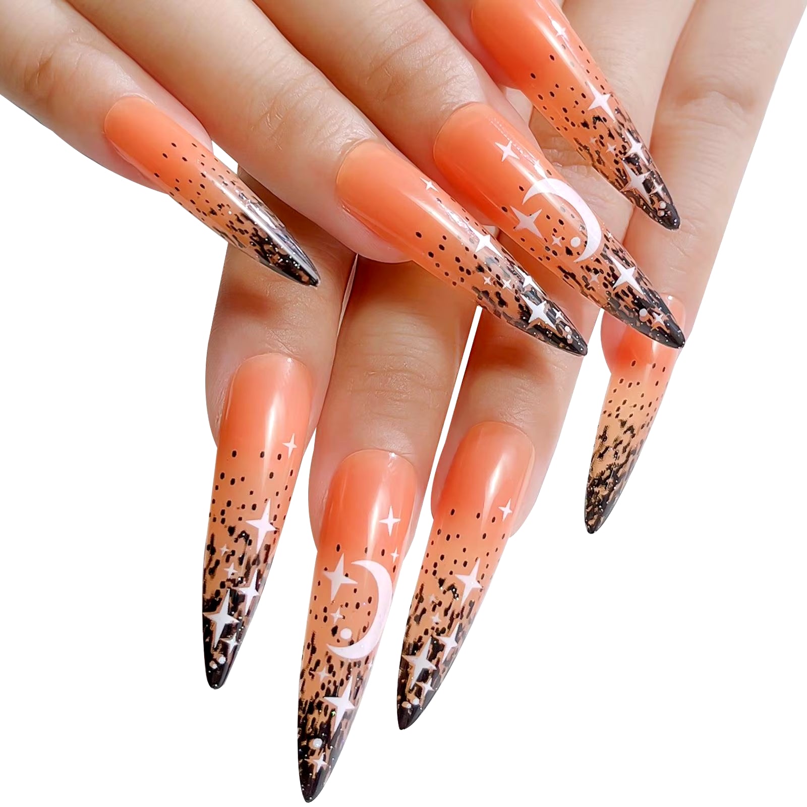 24Pcs Fake Nails Halloween Long Style Full Cover False Nails DIY Glue Press on Nails Nail Supplies for Ballerina False Nail Tip